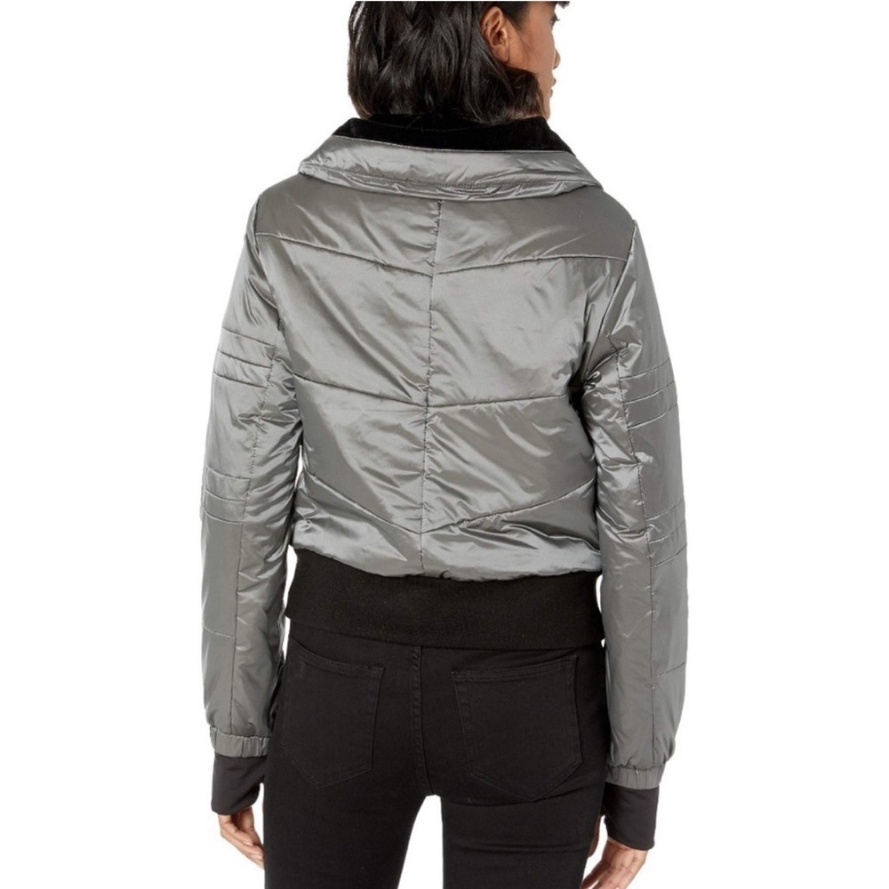 blanc noir Silver Puffer Jacket with Black Trim - Picture 15 of 15